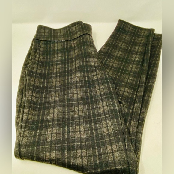 Women’s Dalia Gray Plaid Classic Style Dress Pants Leggings - Picture 2 of 7